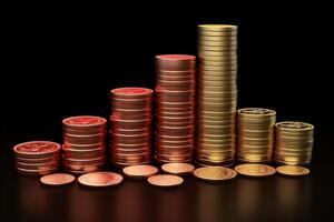 Percentage model with coin stack depicting banking, interest rates, inflation, deflation photo