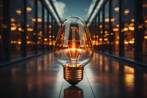 Metaphor for innovation, Open door light bulb downloads or uploads solutions photo