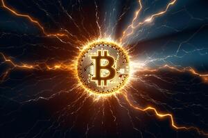 Fast and secure bitcoin transactions in DeFis lightning network representation photo