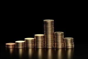 Coin-stacked percentage model representing banking, interest rates, inflation, deflation, savings photo