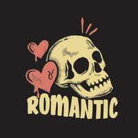 cráneo romántico Arte ilustración mano dibujado estilo para tatuaje, pegatina, logo etc vector