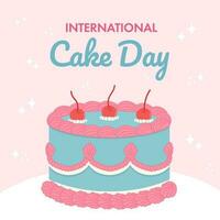 International Cake Day square background with retro style cake. vector