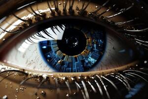 Artificial vision, Abstract high-tech eye concept showcases advanced technological perception photo