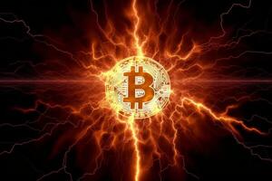 Digital representation of lightning network enabling rapid bitcoin transactions in DeFi photo