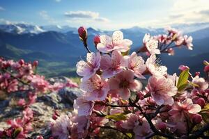 The spring landscape presents a breathtaking backdrop of blossoms and rejuvenation photo