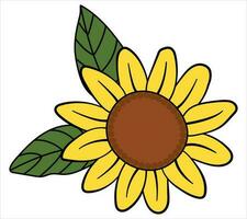 Sunflower on a white isolated background. Cartoon style. vector