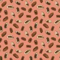 Seamless pattern with pecan nuts. Design for fabric, textile, wallpaper, packaging. vector