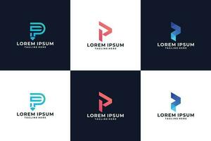 Creative elegant letter p logo with different color vector