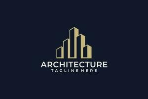 Architecture logo design vector with gold color