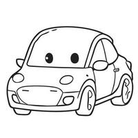 chibi car kawaii, vector illustration line art