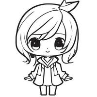 chibi dibujos animados, kawaii, vector ilustración línea Arte