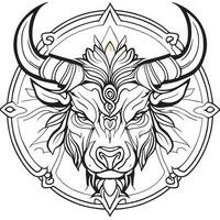 sticker, masterpiece, best quality, ultra high res, highly detailed, psychedelic art, buffalo , vector illustration line art