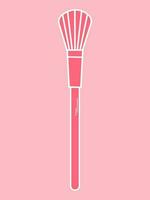 Cosmetic brush icon. Make up brush applicator for face makeup powder blusher isolated on pink background. Colored clean professional makeup brush. Cosmetic accessory for fashion look vector