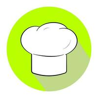 Chef hat. White cooks cap with a small shadow on a green background. Vector illustration EPS10.