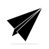 papel avión mensaje icono en sólido negro plano forma glifo icono, aislado en blanco antecedentes. vector ilustración eps 10