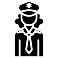 policía mujer avatar vector glifo icono