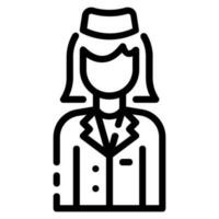 Air hostess avatar vector outline icon