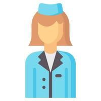 air hostess avatar vector flat icon