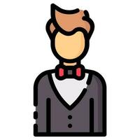 waiter avatar vector filled outline icon