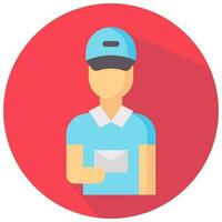 postman avatar vector round flat icon