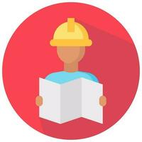 architect avatar vector round flat icon