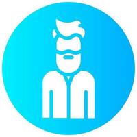 beard man avatar vector round solid icon