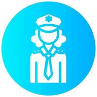 police woman avatar vector round solid icon