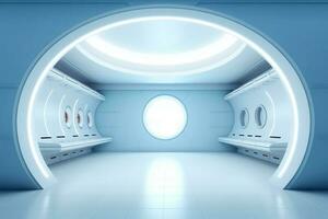 Futuristic round-shaped room with an empty and unfurnished interior design AI Generated photo