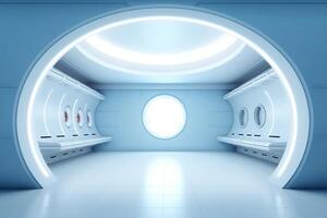 Futuristic round-shaped room with an empty and unfurnished interior design AI Generated photo