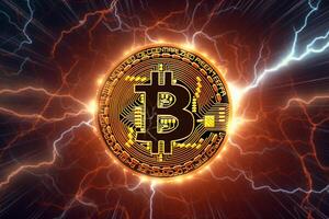Representation of DeFis lightning network enabling rapid bitcoin transactions photo