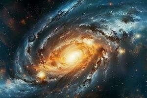 infinito maravillas, telescopio capturas un desmadejado espiral galaxia ai generado foto