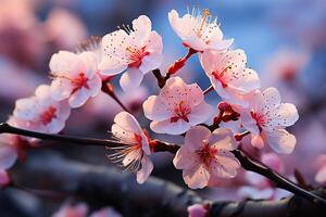 Nature's canvas painted with spring blossoms, sun-drenched and softly blurred AI Generated photo