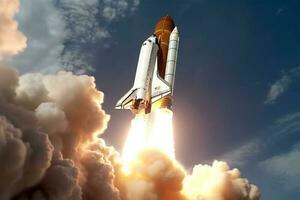 Ascending to greatness, Space shuttle takes off, beginning its vital mission AI Generated photo