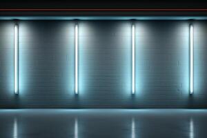 Beautiful empty wall with lateral lighting columns, creating a minimalistic backdrop photo