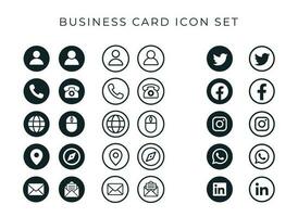 business card icon set on circle background vector