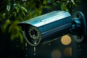 CCTV camera captures house burglary at night during surveillance operation AI Generated photo