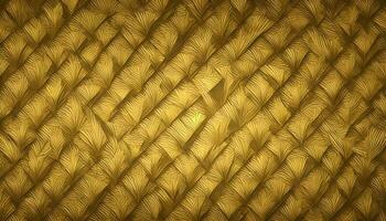 Golden Polygon Panel. 3D Illustration of Abstract Background with Palm Leaf Print photo