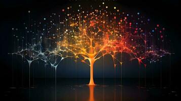 Unleashing the Power of Data. Big Data Vector Background with AI Network and Quantum Technology photo