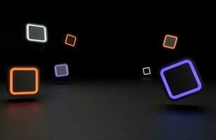 Abstract neon cube background. 3d rendering photo