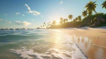 Secluded Shores. Serene 3D Illustration Background for Tranquil Escapes photo