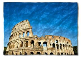 Italy, Rome - Roman Colosseum with blue sky, the most famus Italian landmark. photo