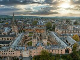 Aerial view over the city of Oxford with Oxford University. photo