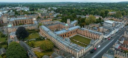 Aerial view over the city of Oxford with Oxford University. photo