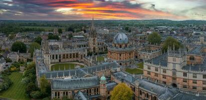 Aerial view over the city of Oxford with Oxford University. photo