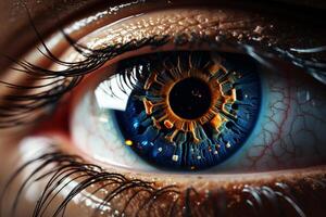 Innovative vision, Abstract high-tech eye concept portrays futuristic perspective photo