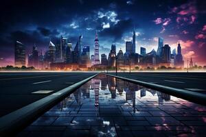 Urban nightscape immortalized through the lens of a digital camera photo