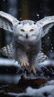 Snowy owl Bubo scandiacus in winter photo