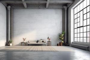 Sleek and stylish loft space with a canvas mockup, 3D rendered AI Generated photo