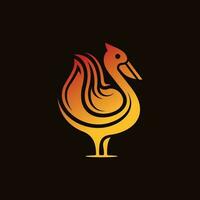 Pelican Fire Flame logo design vector template, Logotype concept icon.