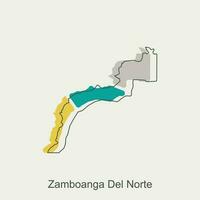 mapa de zamboanga del norte geométrico diseño, mundo mapa internacional vector modelo con contorno gráfico bosquejo estilo aislado en blanco antecedentes